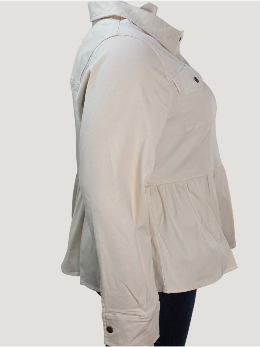 Torrid Birch Peplum Twill Jacket 2X Cream Stretch Utility NWT - Picture 4 of 12
